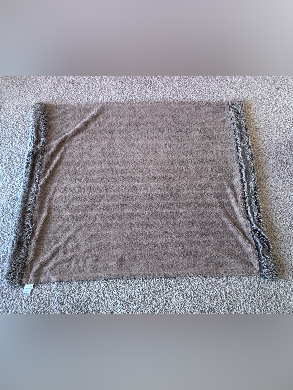 Max Studio Taupe Brown Plush Throw Blanket, Faux Fur, Neutral, Hygge
